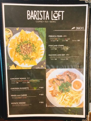 フィリピン・タガイタイのカフェ「Barista Loft」のメニュー3