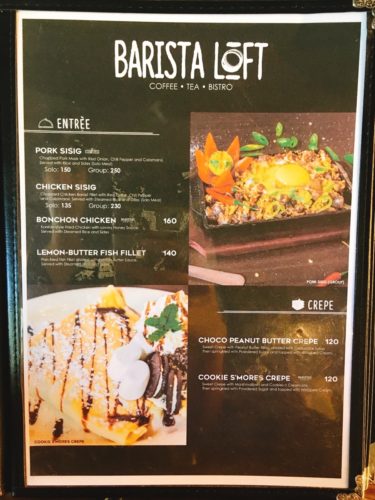 フィリピン・タガイタイのカフェ「Barista Loft」のメニュー5